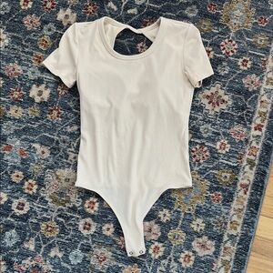 Vuori Cream Ribbed Bodysuit